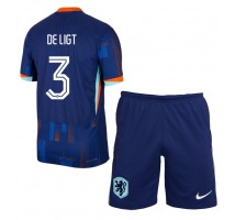 Holandia Matthijs de Ligt #3 Koszulka Wyjazdowa dzieci ME 2024 Krótki Rękaw (+ krótkie spodenki)